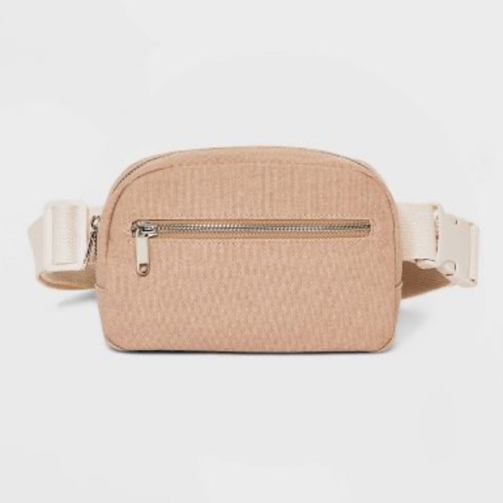 🆕 Nude Tan Fanny Pack, Bum Bag, Crossbody with Cream Strap - Picture 6 of 11